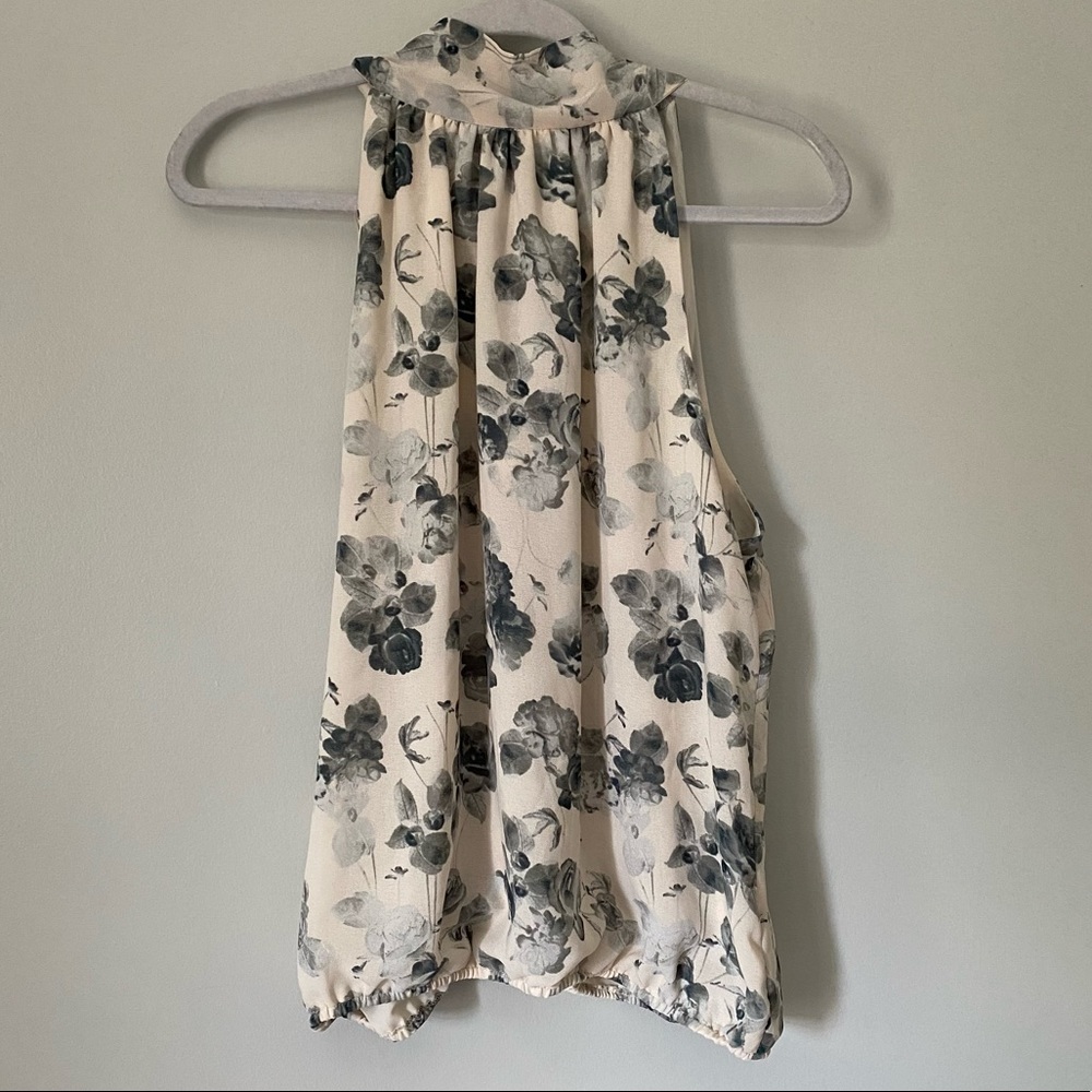 Floral Max Studio High Neck Sleeveless Blouse